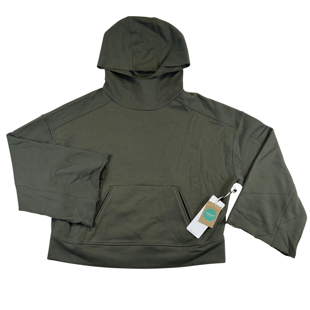 Alo Yoga Hoodie Womens Large Green Low Key Terry Pullover Oversized High Neck